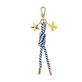 Nautical Knot Bag Charm Initial Keychain Gold Letter Charms Keyring for Women Handbag Backpack