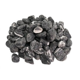 Lechloris Black and White Striped Polished River Rocks for Landscaping-Polished Pebbles for Plants-Garden Decorative Stones-1-2 Large Plant Rocks,Ideal for Aquarium, Home Decor-10lb