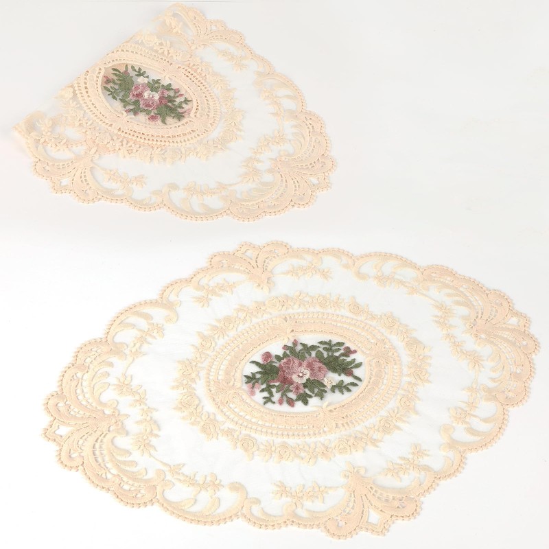 2 Pack Retro Lace Placemats French Crochet Doilies Table Placemats