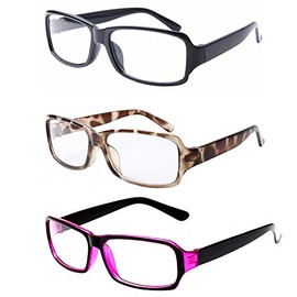 FancyG Vintage Inspired Classic Retro Style Rectangle Shape Glasses Frame Clear Lens Eyewear 3 Pieces Color Set26