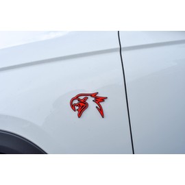 2PC New Custom HELLHAWK Emblem Replacement for Trackhawk Fender Door 3D Badge Hellcat Style Head (Red Black)