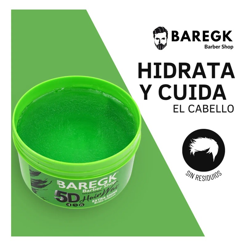 Cera Para Cabello Baregk 5d 400ml. Fijación Barberia Barber Verde