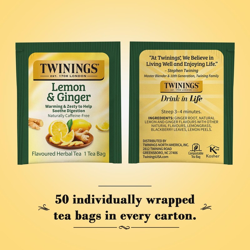 Twinings Lemon & Ginger Tea - Refreshing Ginger Root and