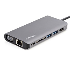 StarTech.com USB C Multiport Adapter - USB-C Mini Travel Dock w/ 4K HDMI or 1080p VGA - 3x USB 3.0 Hub, SD, GbE, Audio, 100W PD Pass-Through - Portable Docking Station for Laptop/Tablet (DKT30CHVAUSP)