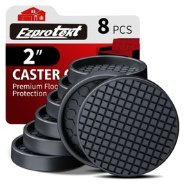 Furniture Coasters - 2” Non Slip Furniture Pads for Hardwoods Floors, 8 PCS Round Rubber Non Skid Furniture Caster Cups, Anti Slide Furniture Feet Floor Protectors for Bed Couch Stoppers (Black)