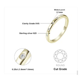 JewelryPalace 14K Yellow Rose Gold 925 Sterling Silver Ring Sets, 3 5 Stones Bezel Cubic Zirconia Stackable Rings for Women, Tri-Tone Anniversary Eternity Wedding Bands Promise Ring for Her Size J