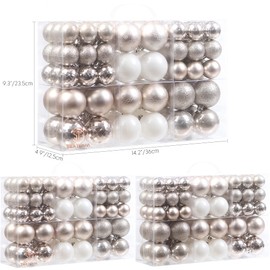 Sea Team 86-Pack Shatterproof Champagne Christmas Ball Ornaments Set, Assorted Multi-Sized Hanging Baubles, Xmas Tree Decorations, Seasonal Décor for Holiday Wreath Garland, Hooks Included