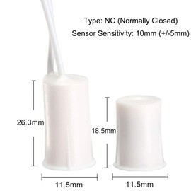 Gebildet 6pcs Recessed Wired Security Window Gate Contact Sensor Alarm Magnetic Reed Switch, Magnet Near - Connect Circuit, Magnet Away - Break Circuit,Magnetic Switch(Cylindrical,White)