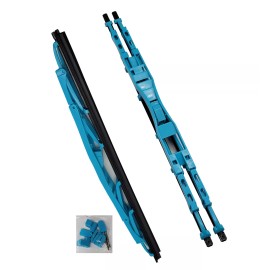 Unbranded 16" Inch Light Blue Double Dual Blade Universal Windshield Wiper 2PC Set