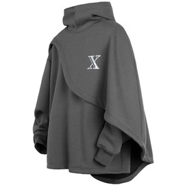 XIAOYAO Men's Fashion Hoodies Techwear Poncho Shawl Sweatshirts Unisex Lightweight Patchwork Hip Hop Perform Casual Pullover(S, Grey)
