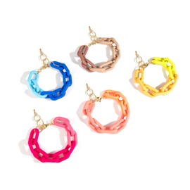 CONRAN KREMIX Yellow Bracelet Resin Chain Chunky Acrylic Bracelet For Women Neon Plastic Rainbow Jewelry (Yellow)