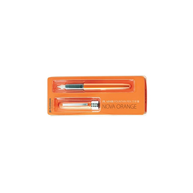 PLATINUM Plaisir PGB-1000#25 Fountain Pen/Nib Thicknesses: Fine/Colour: Nova Orange/Handmade/Plastic Packaging/Fountain