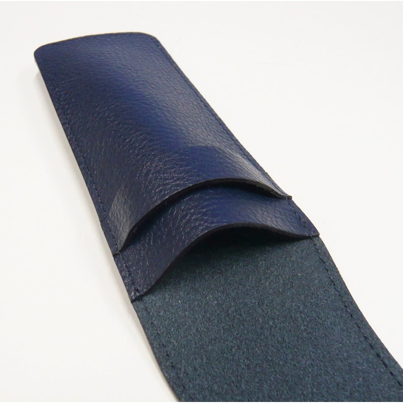 SASL-SI2067BP-G Grain Leather Pen Case Blue Metal Color Ballpoint Pen