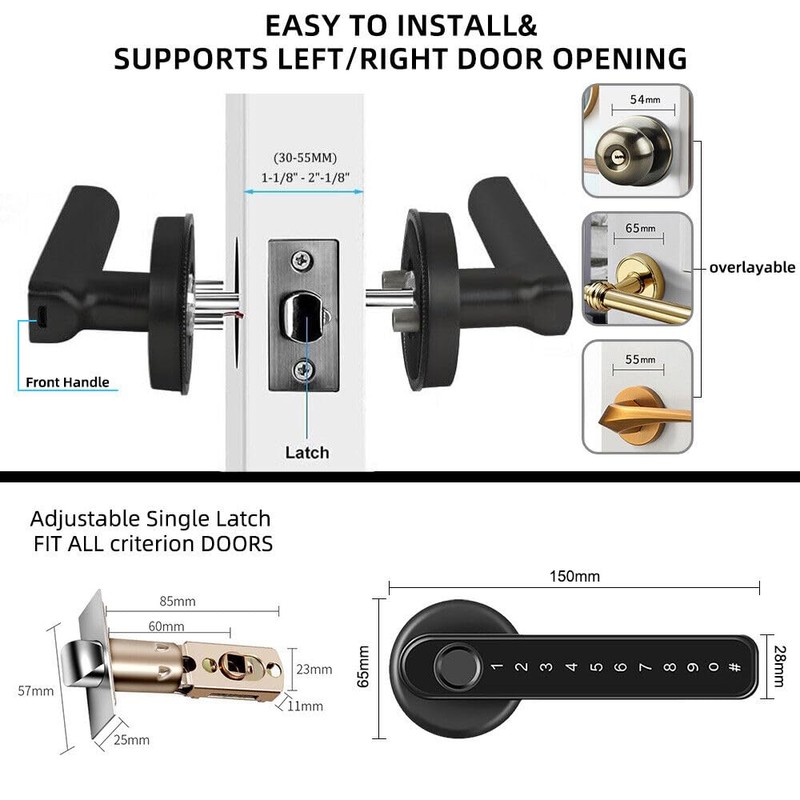 Xenocam Fingerprint Smart Door Lock with Keypad Handle for Home,