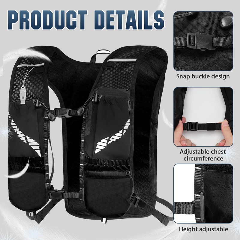 VHUTOU 5L Running Vest, Ultralight Hydration Backpack, Running Vest Hydration