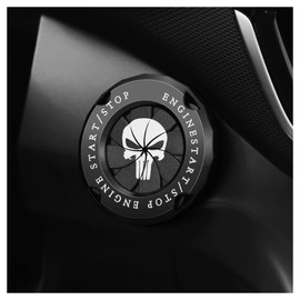 Stylish Car Push Start Button Cover,Spin Type Zinc Alloy Push to Start Button Cover for Car Decor,Universal Engine Start Button Cover Interior Car Accessories for Car Truck SUV (Skull Black)