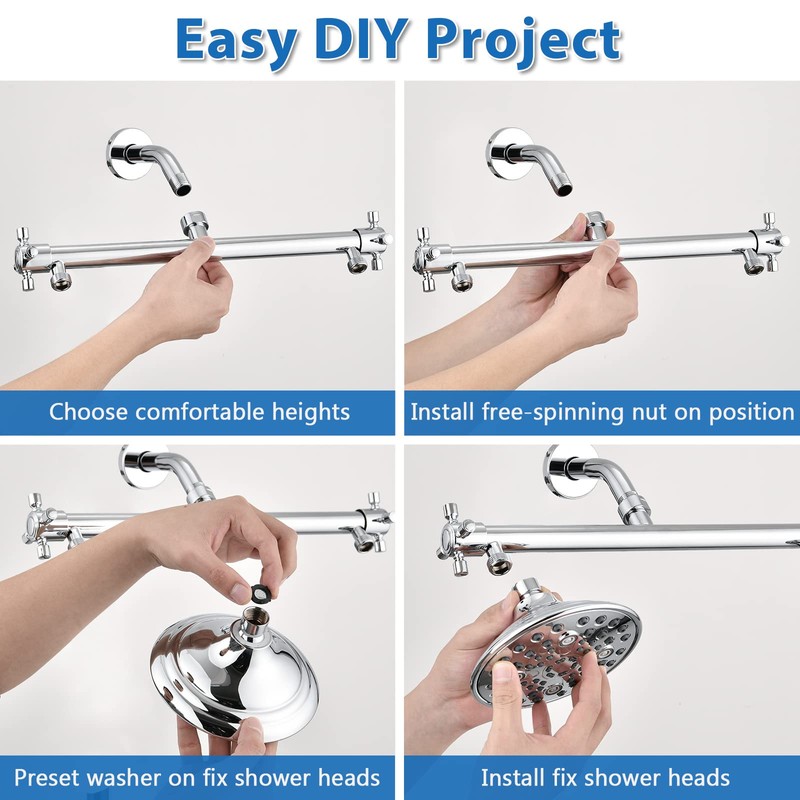 Proox Double Shower Head with Built-in Valve, High Pressure 6