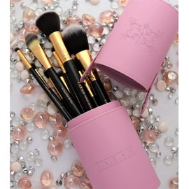 Premium Makeup Brushes Foundation Face Eyeshadows Powder Concealers Blush Eye Shadows Eyeliner Cosmetic Blending Soft Synthetic Brush Kit 12 Pcs Set with Pink Travel Case by F.A.R.A.H
