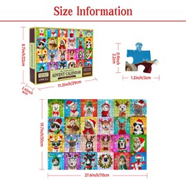 2024 Jigsaw Puzzle - Christmas Pets,Christmas Family Holiday Puzzle 1008 Pieces Jigsaw Puzzle 24 Boxes Puzzles for Christmas Holiday Puzzle Countdown to Christmas Puzzles Gift