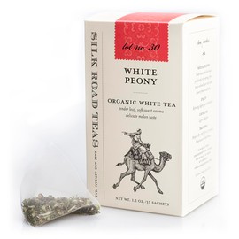Silk Road Teas, Organic White Peony Tea, Organic White Tea, Soft & Sweet Aroma, Delicate Melon Taste, 15 Non-GMO Biodegradable White Tea Bags