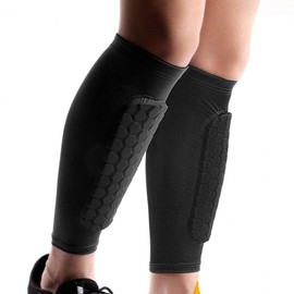Shin Guard 1P Foam Knee Pad, Soccer Shin Protector & Compression Band Black L 2ea