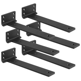 Floating Shelf Brackets 8 inch 6 Pack L Brackets for Shelves Black Metal Heavy Duty Shelf Bracket for DIY Decorative with Mounting Hardware