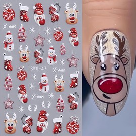 Christmas 5D Nail Stickers Decals Deer Penguin Embossed Nail Art Stickers for Nail Art Cute Snowman Nail Decals Winter Snow DIY Nail Art Design Christmas Nail Art Decoration for Women Supplies 2Pcs
