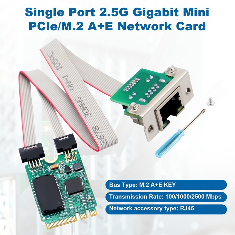 M.2 2.5G Gigabit LAN Ethernet Card, M.2 Key A+E 2.5