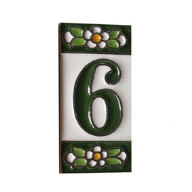 Ceramic Tile Numbers and Letters Green Floral Tile Size 7.5cm x 3.5cm 2 to 10 Tile Frames (6)
