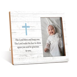 Baby Baptism Photo Frame - The Lord Bless And Keep You Bible Verse Wooden Tabletop Picture Frame - Religious Gift For Son Daughter From Mom Dad - Christian Gifts For Grandchild From Grandparents -78