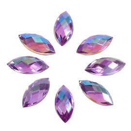 500pcs 7 * 15mm Crystal Rhinestone Horse Eye shape AB Gems Acrylic Rhinestone for Wedding DIY Party Decor (White) (Purple)