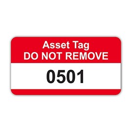 Red Asset Tag Labels - Numbered 501 to 1000-38mm x 20mm Permanent Synthetic PP Labels - Price per Pack of 500 Labels (P/NO. 7828664B)