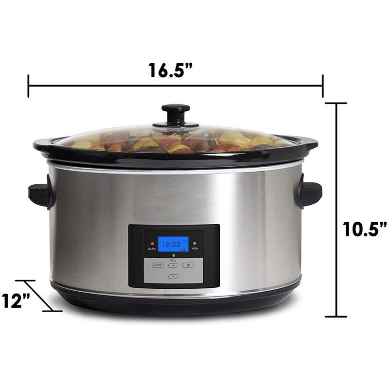 Digital Programmable Electric Slow Cooker - Oval Adjustable Temp, Sauces,