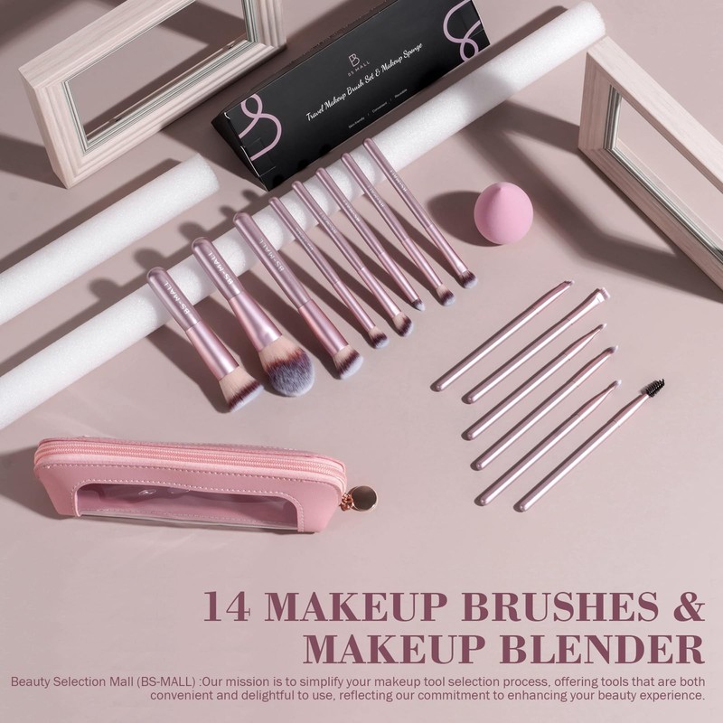 BS-MALL 14 Pcs Makeup Brushes Set with 1 Pcs Makeup