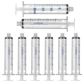 BASIK Silicone O-Ring Syringes, 20cc EnFit, 8-Pack with Caps, Reusable