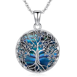 Tree of Life Necklace for Women Sterling Silver Tree Necklace Abalone Shell Family Tree Necklace for Mom Daughter Birthday Anniversary Mothers Day Jewelry
