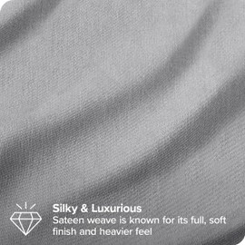 Bare Home 100% Organic Cotton Twin Extra Long Sheet Set - Smooth Sateen Weave - Breathable & Cooling - Hotel Luxury Set - Deep Pocket Bed Sheets (Twin XL, Light Grey)