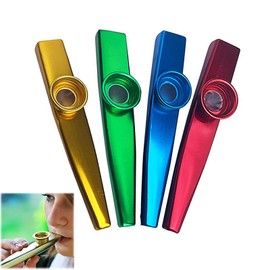 Pack of 4 Kazoos, Kazoo Instrument, Kazoo Metal, Suitable for Children, Adults and Music Beginners, Children's Party Favours Gifts (Gold/Green/Red/Blue)