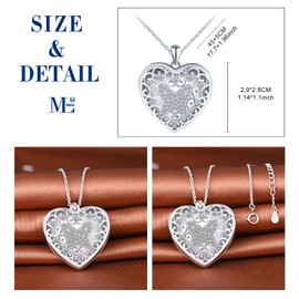MicLee Heart Locket Necklaces for Women Girl 925 Sterling Silver Openable Lockets Pendants Creative Openwork Butterfly Photo Necklace with Zircon