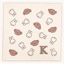 Marimocraft DBM-1445 Miffy & Boris Gauze Initial Handkerchief, K W 9.8 x H 9.8 inches (25 x 25 cm)