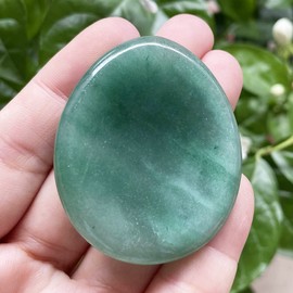 Hslutiee Crystal Thumb Worry Stone, Natural Teardrop Anxiety Stress Relief Therapy Healing Pocket Palm Stone, Green Aventurine