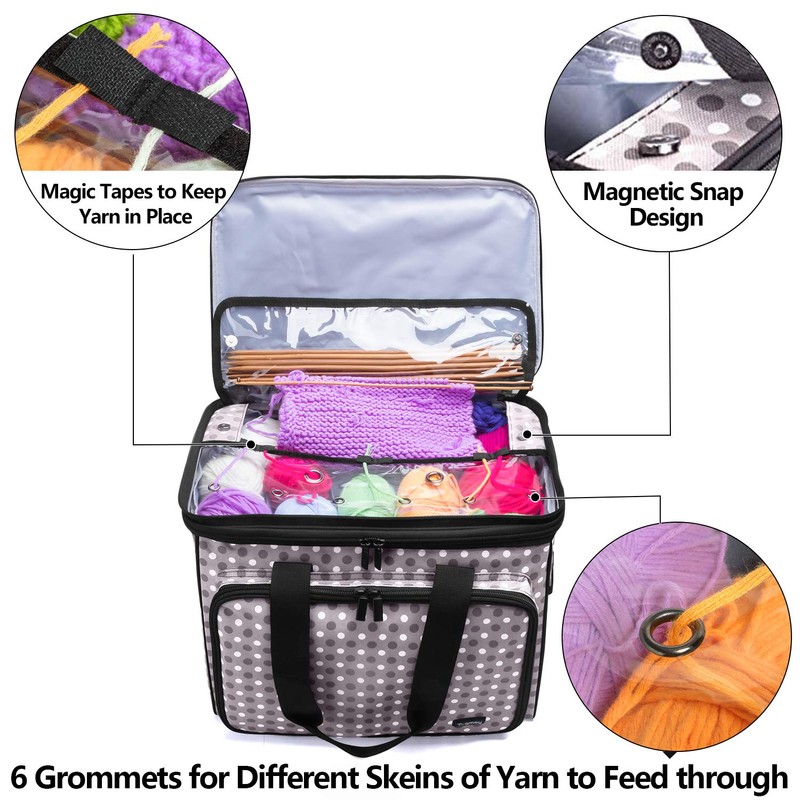 Teamoy Knitting Bag, Yarn Tote Organizer with Cover and Inner