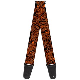 Buckle-Down Guitar Strap Bandana Skulls Black Orange 2 Inches Wide (GS-W32816)