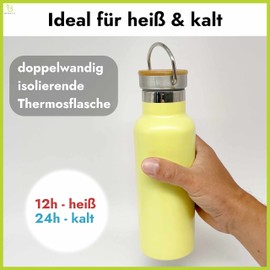 beneyu ® Sustainable Stainless Steel Thermal Water Bottle, Food-Safe and Leak-Proof Drinking Bottle, 500 ml for Everyday Use, Yoga or Your Outdoor Adventure, BPA-Free