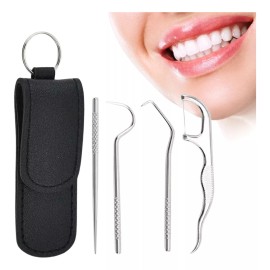 Universo en Linea Herramienta Limpieza Dental Portátil Acero Quita Sarro 4pz F
