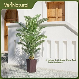 VeriNatural 6FT Artificial Palm Tree - Tall Fake Tree with Brown Taper Planter & Pebbles, UV Resistant for Indoor & Outdoor Decor - Large Potted Faux Plant for Living Room, Office, Home Decor,VN130
