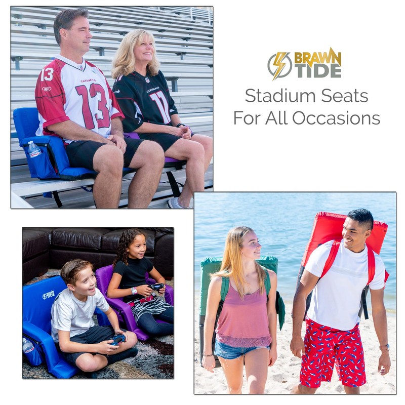 BRAWNTIDE Stadium Chair with Back Support - Comfy Cushion, Thick