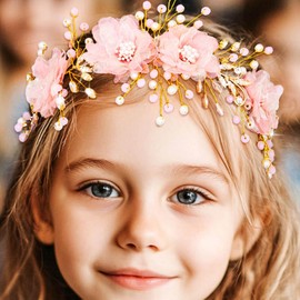 Woeoe Flower Girl Headband Crystal Princess Headpiece Beaded Rhinestone Girl Hair Band Wedding Bride Accessories Women and Girls