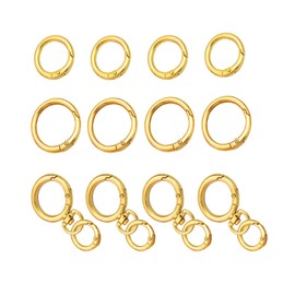 HOLAILS Gold Key Ring Round Carabiner Keychain Clip O Rings for Purse Strap Closure Universal Buckle Suitable for Chains, Leather, Doll Hooks,Pet Tag Clip DIY Handicrafts(Gold)
