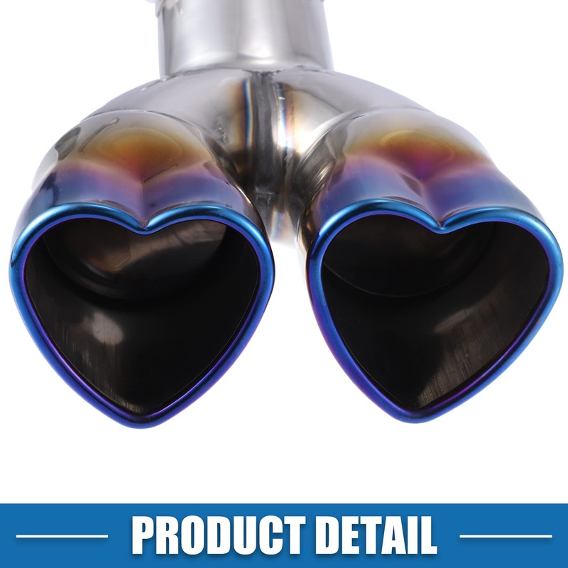 A ABSOPRO Car Double Exhaust Tip Pipe Heart Shape 2.5